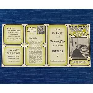 VTG 1968 Radio Station KAFY Music Survey Bakersfield CA Sonny & Cher Concert Ad2